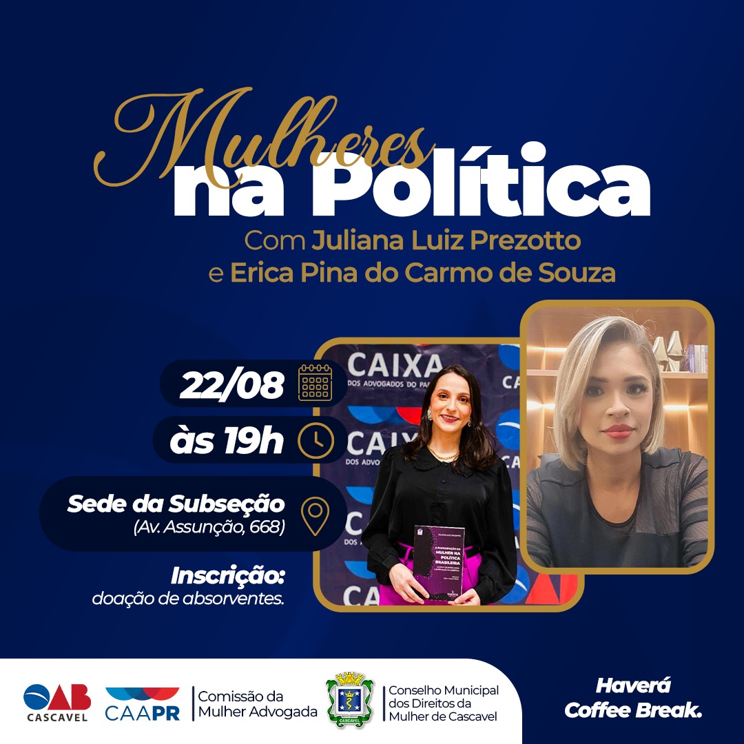 Evento da OAB Cascavel foca em candidaturas femininas